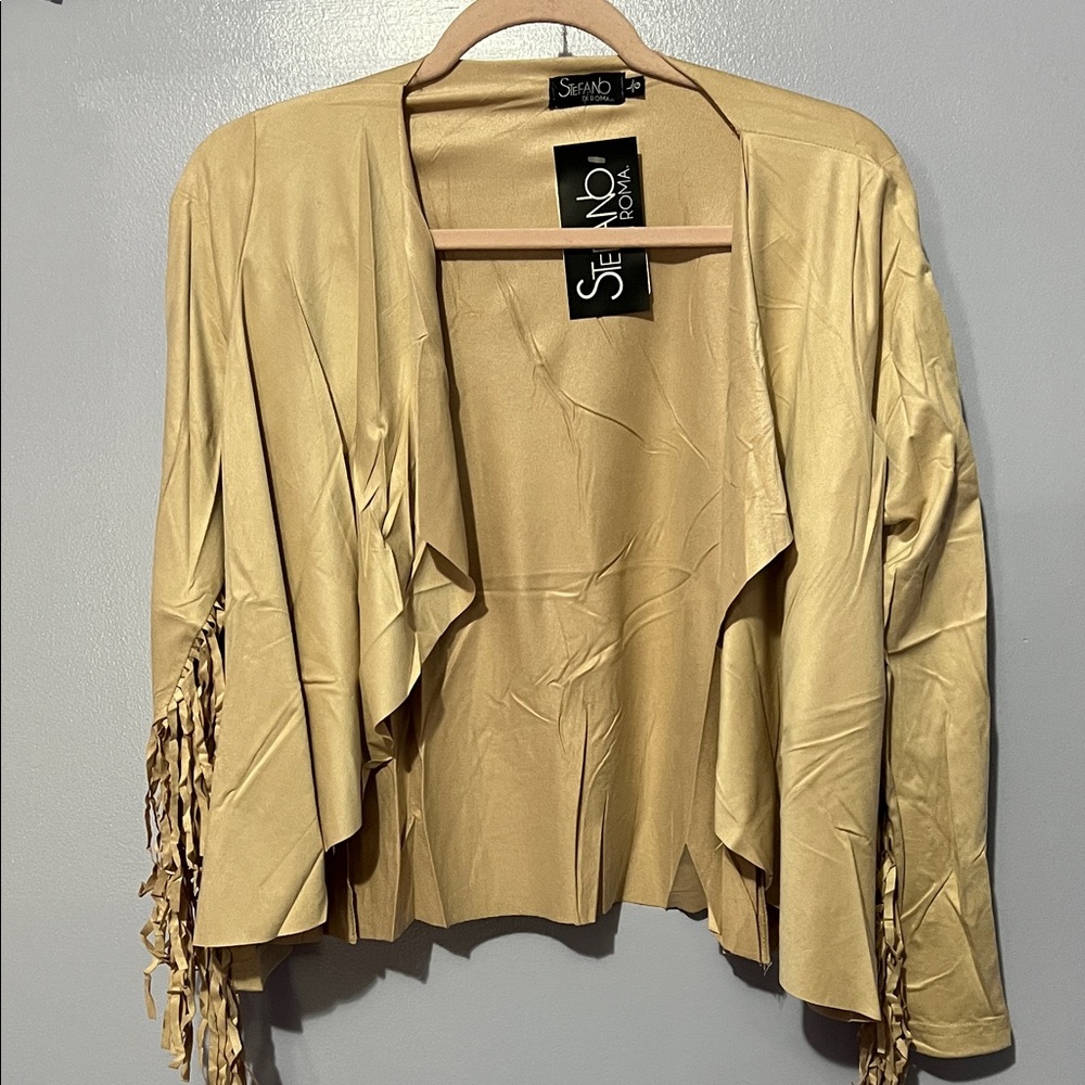 Women's Beige Jacket with Fringe